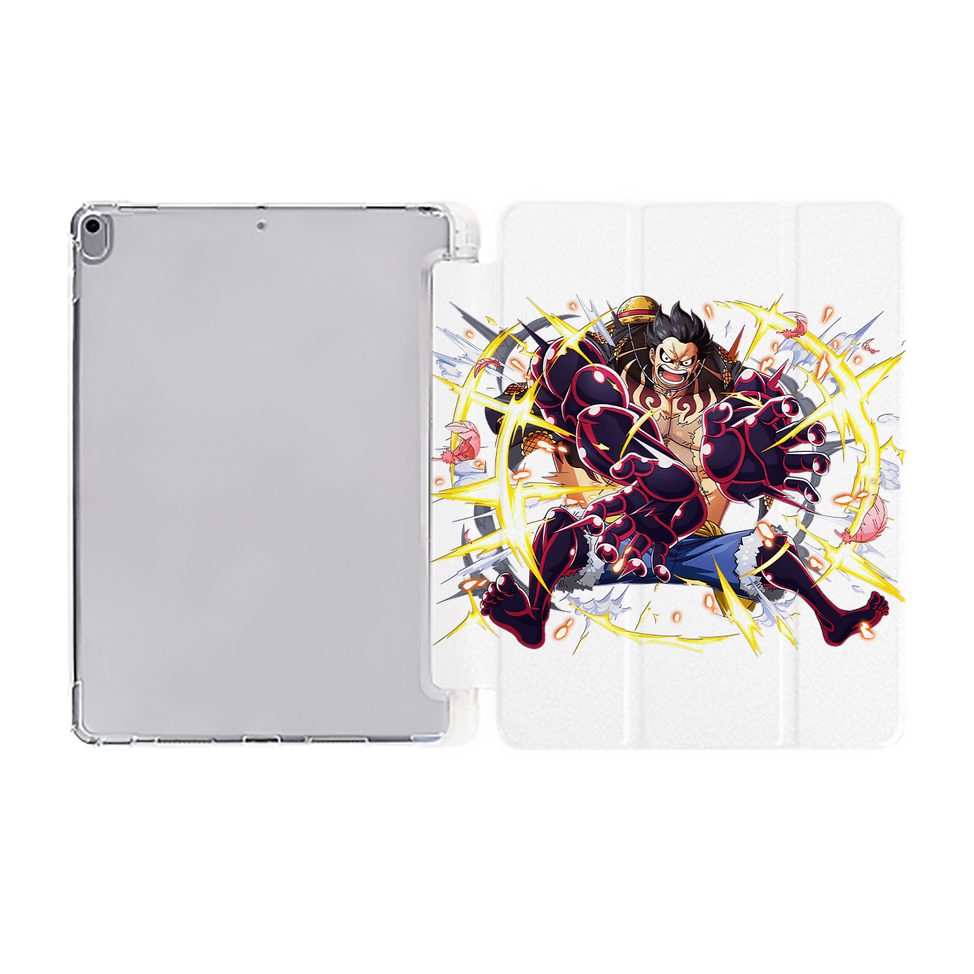 （画像用） ワンピース モンキー・D・ルフィ ONE PIECE Monkey D. Luffy IPad ケース ペン収納付き 三つ折りスタンド PUレザー×シリコン 対応機種9.5/10.5/10.9インチ